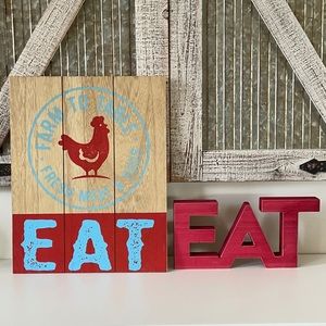 Eat Wood Wall And Table Decor Set